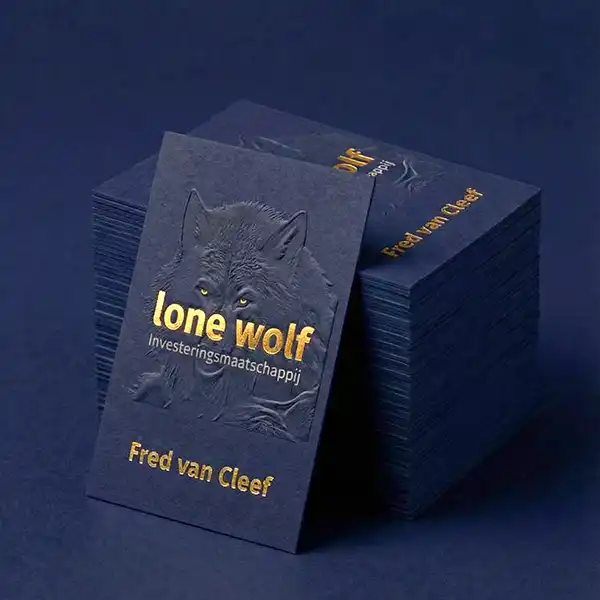Vistekaarten met wolf in 3d preeg met foliedruk details